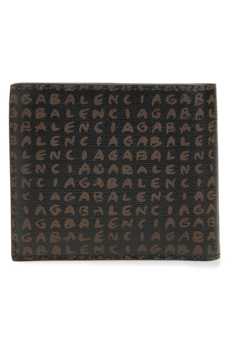 Snob Allover Logo Coated Canvas Bifold Wallet, Alternate, color, BLACK