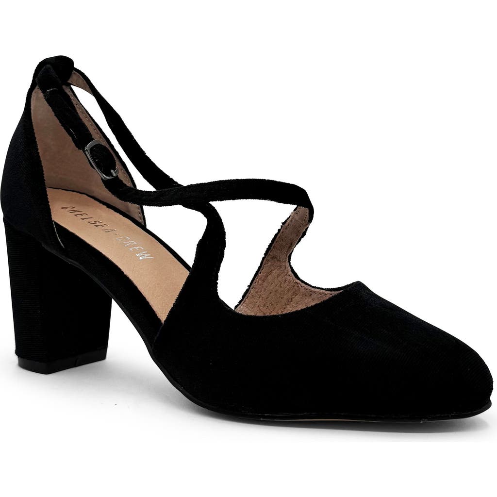 Chelsea Crew Oren Crossover Pump In Black Velvet