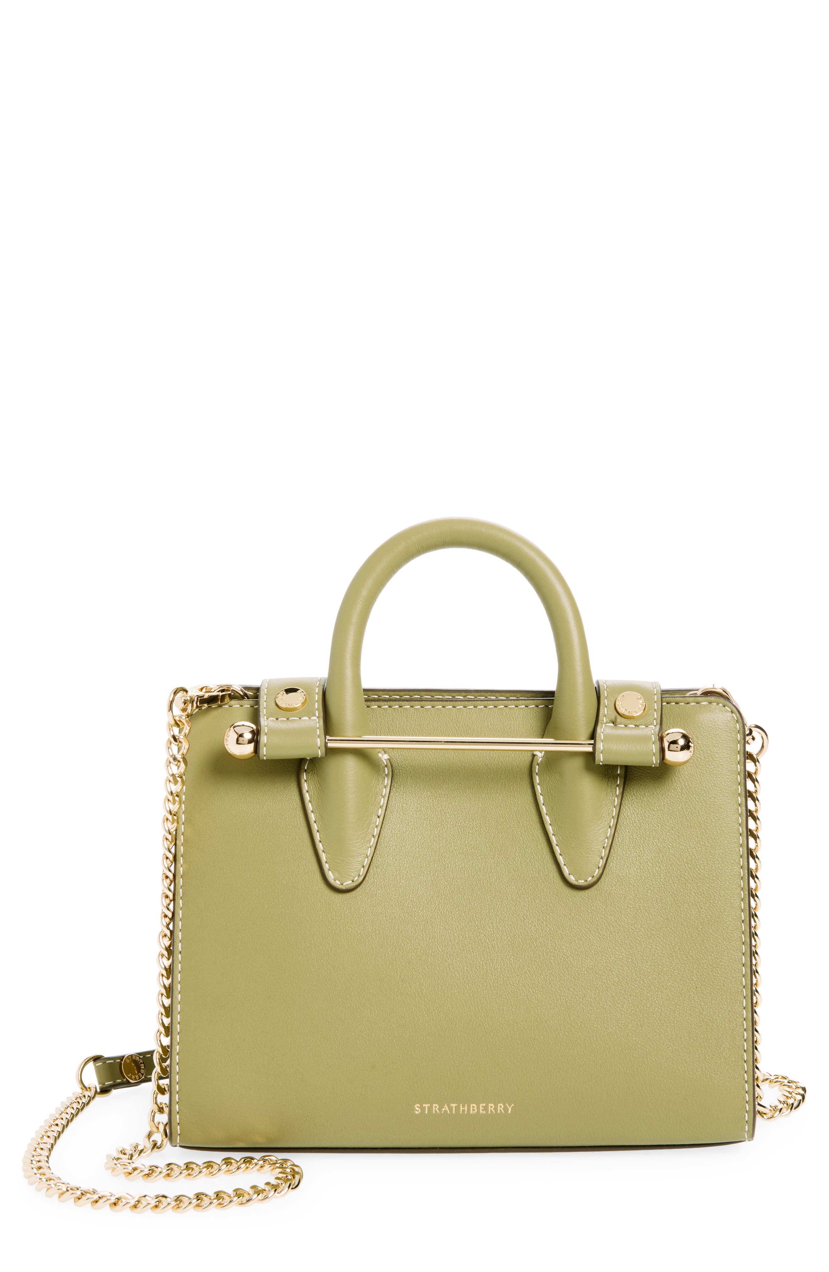 Strathberry Nano Leather Tote in Pistachio 