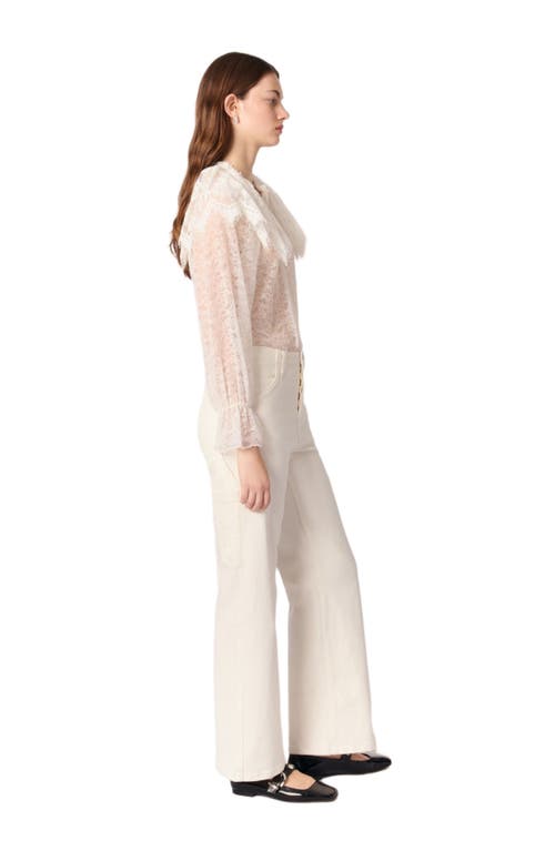 Maje Wide-leg Rhinestone Jeans In White