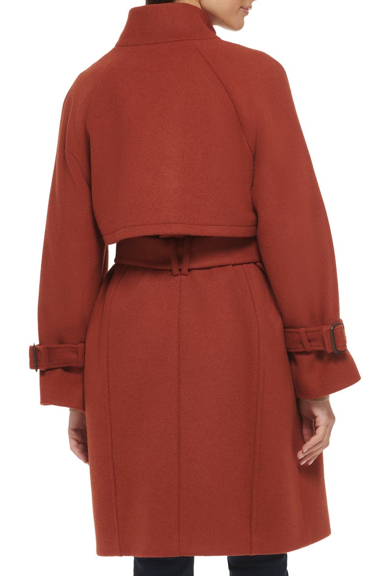 Melton Belted Coat, Alternate, color, RUST