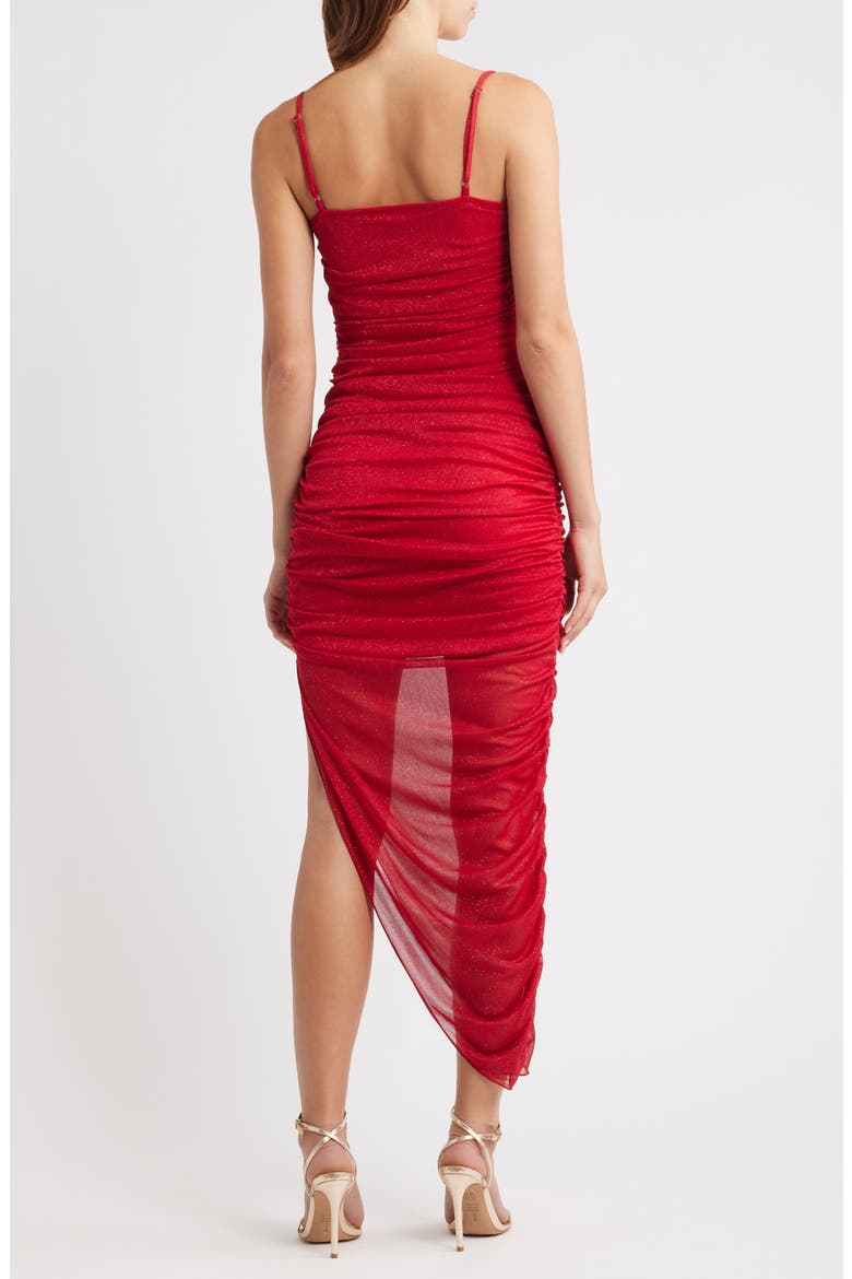 Glitter Matte Ruched Jersey Dress, Alternate, color, RED