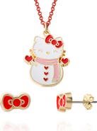 Hello Kitty Snowman Necklace and Earring Christmas Set