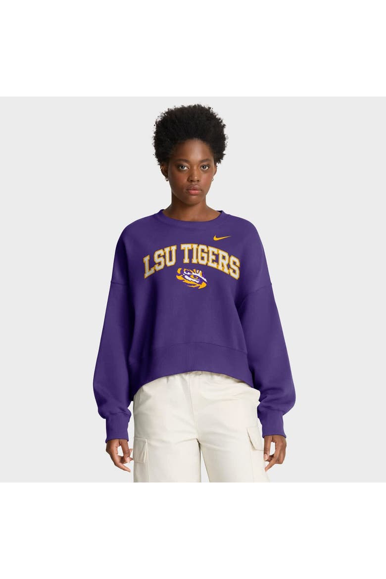 Women's Nike Purple LSU Tigers Oversized Phoenix Arch Pullover Sweatshirt, Main, color, Purple