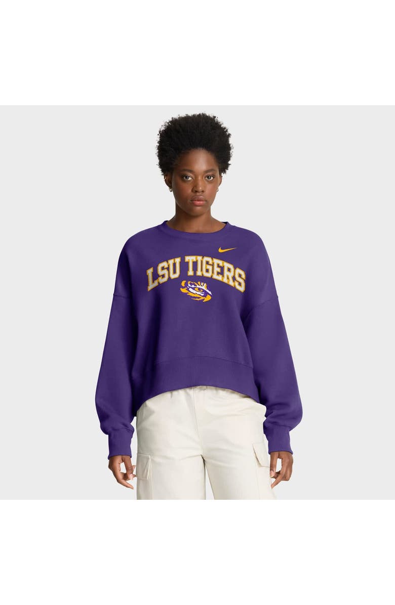 Nike Women's Nike Purple LSU Tigers Oversized Phoenix Arch Pullover Sweatshirt, Main, color, Purple
