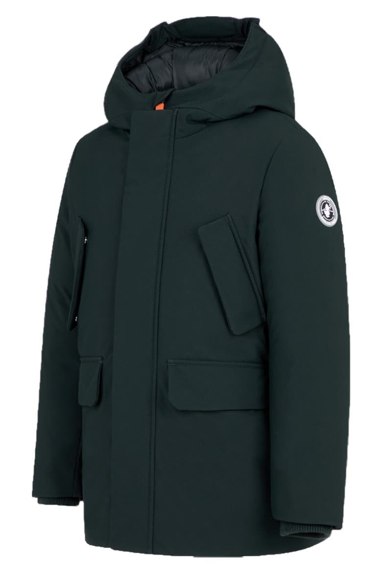 Kids' Theo Hooded Parka, Alternate, color, GREEN BLACK