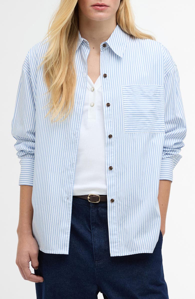 Barbour Polly Stripe Button-Up Shirt, Main, color, Chambray Stripe