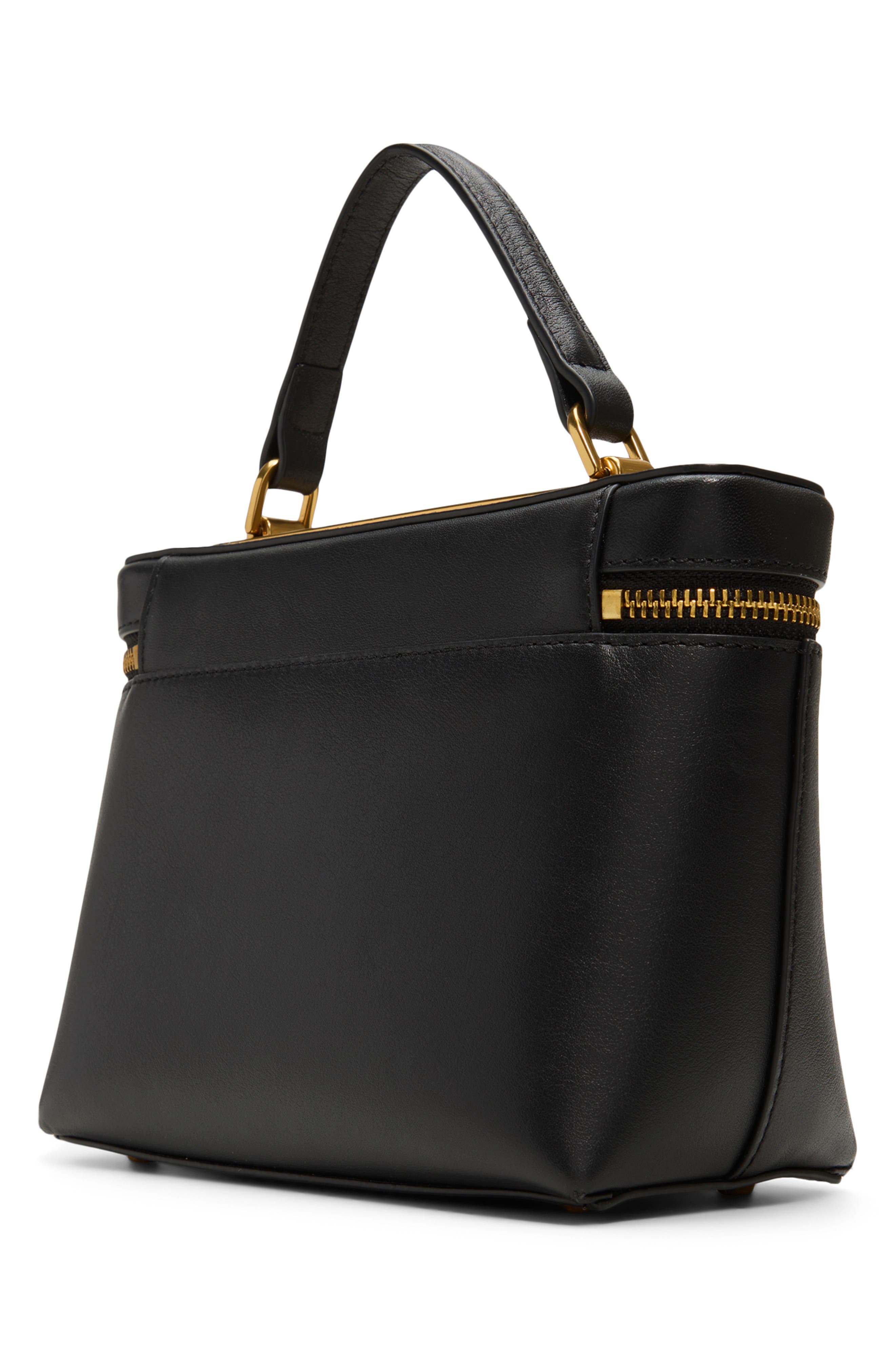 Ted Baker London Tia Top Handle Leather Bag, Alternate, color, Grainy Black/ Black