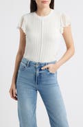 Wit & Wisdom Pointelle Flutter Sleeve Sweater