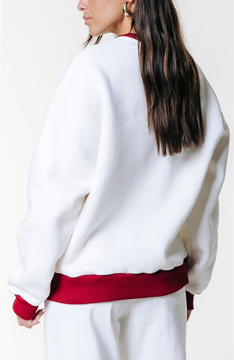 Colourful Rebel Logo Contrast Rib Dropped Shoulder Sweat, Alternate, color, White