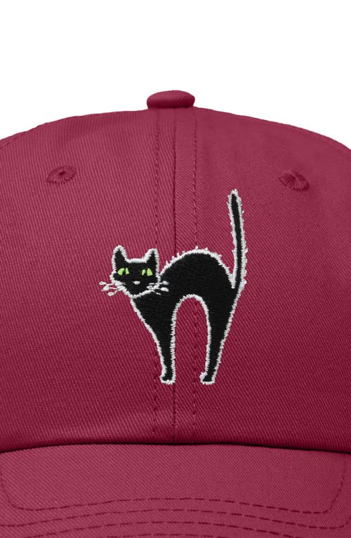 Shop Dalix Black Cat Embroidered Casual Hat In Maroon