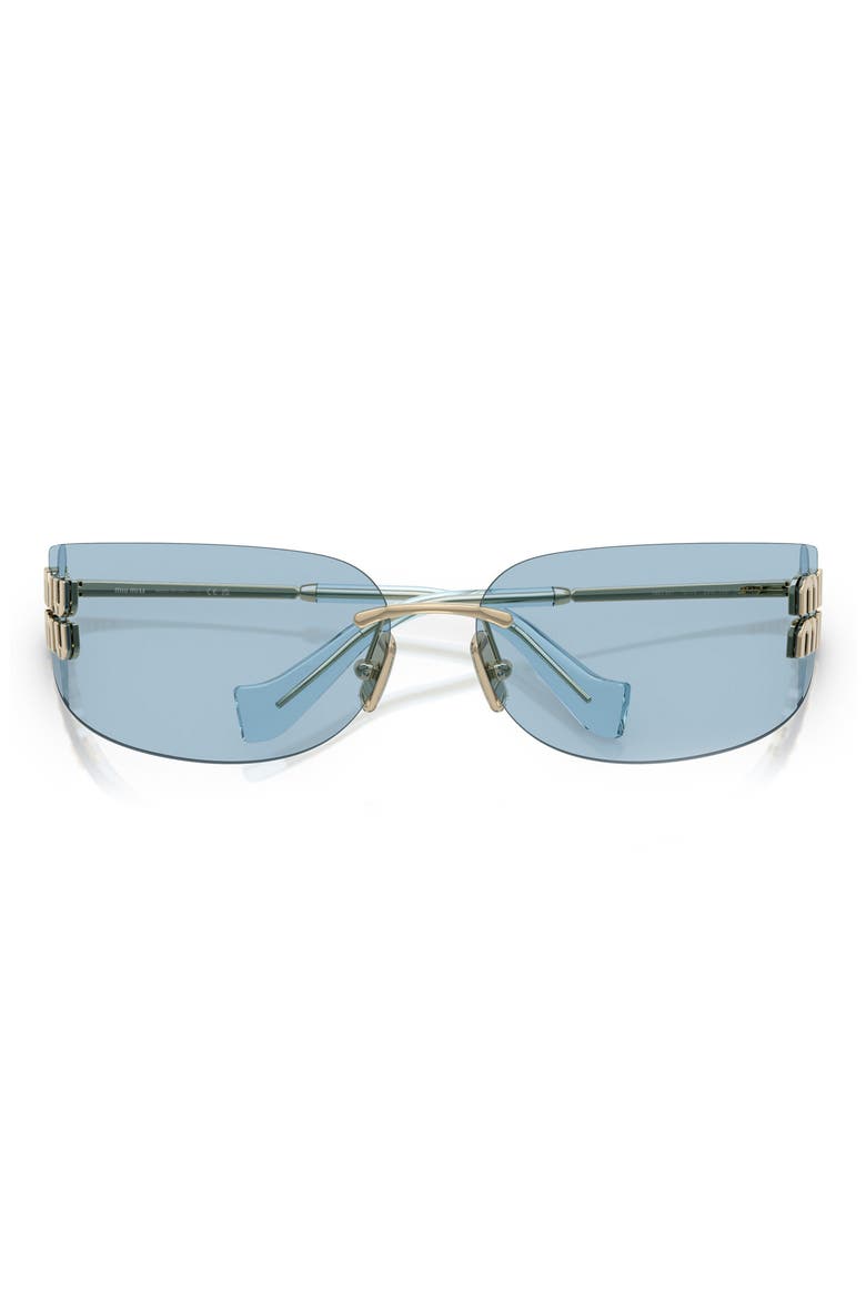 75mm Oversize Rectangular Wrap Sunglasses, Alternate, color, PALE GOLD / LIGHT BLUE