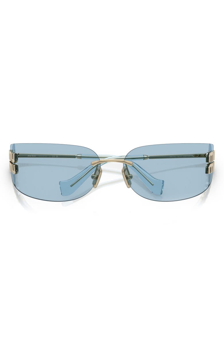 Miu Miu 75mm Oversize Rectangular Wrap Sunglasses, Alternate, color, Pale Gold/ Light Blue