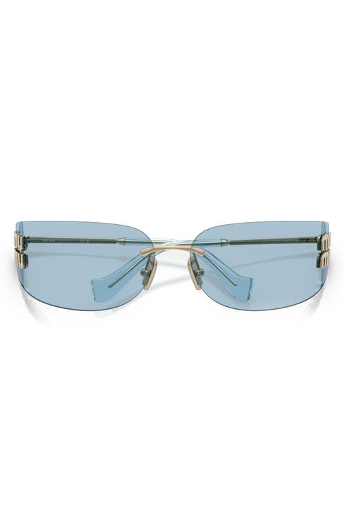 Miu Miu 75mm Oversize Rectangular Wrap Sunglasses In Blue