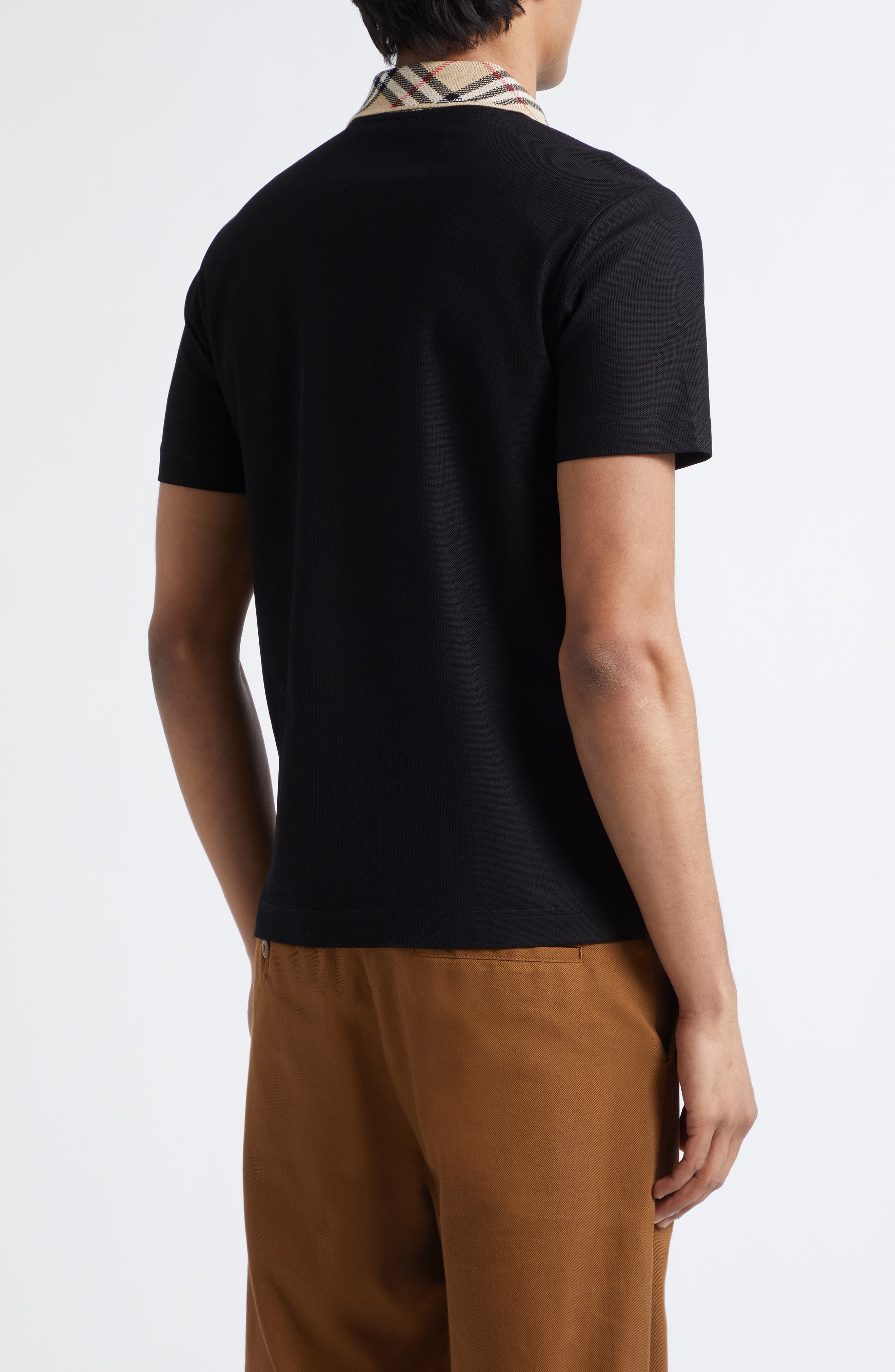 Evan Check Collar Cotton Pique Polo - image 2
