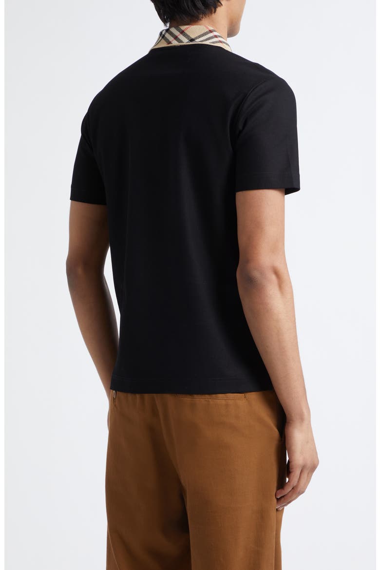 Evan Check Collar Cotton Piqué Polo, Alternate, color, BLACK