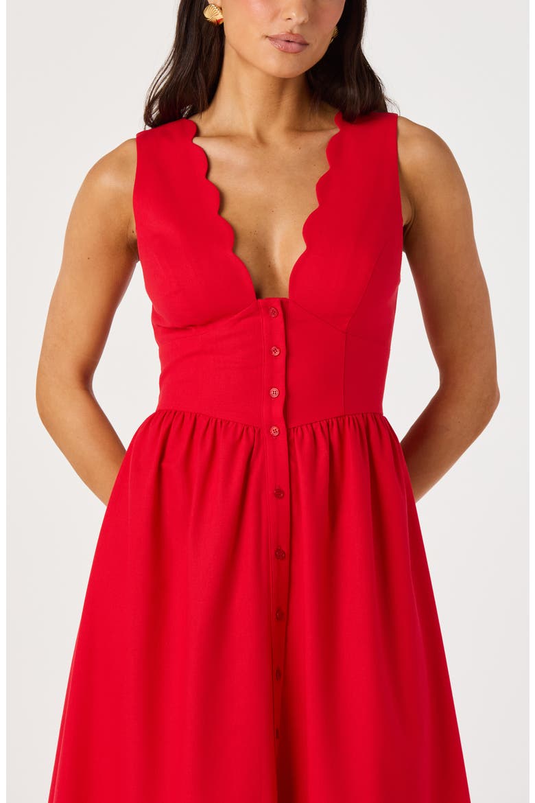 Cory Scallop Neck Sleeveless Midi Shirtdress, Alternate, color, RED