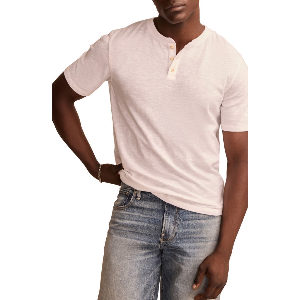 Lucky Brand Short Sleeve Cotton Blend Henley In Bright White