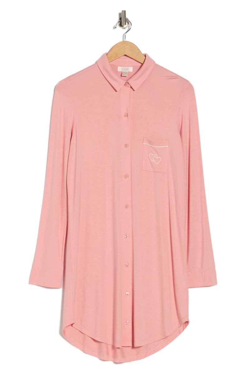 NORDSTROM RACK Tranquility Button Front Nightshirt, Alternate, color, Pink Beauty Twin Hearts