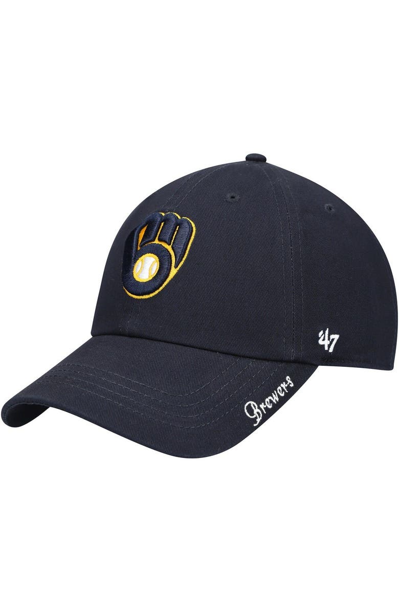 '47 Women's '47 Navy Milwaukee Brewers Team Miata Clean Up Adjustable Hat, Main, color, 