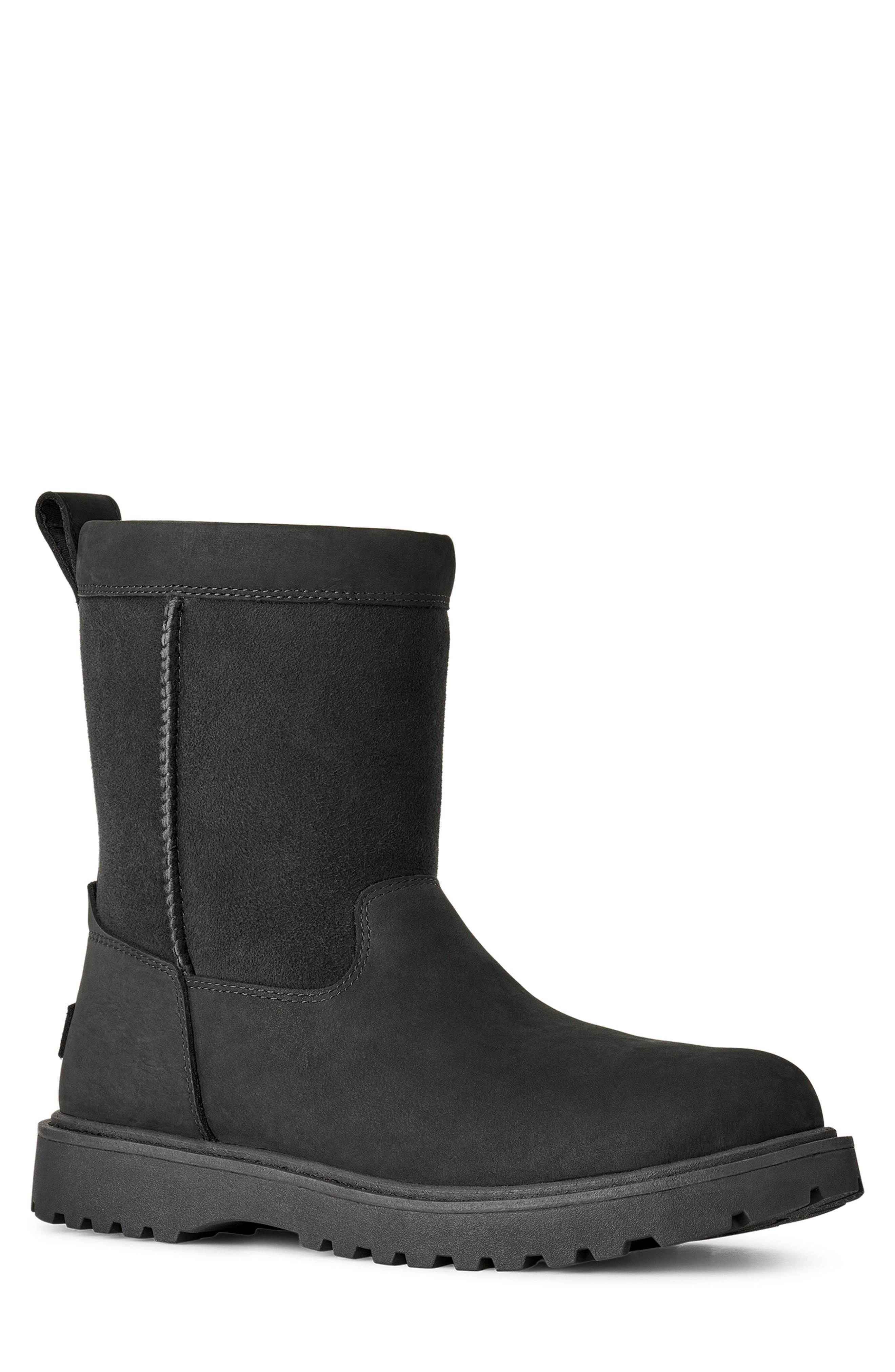 Birch II Waterproof Leather & Genuine Shearling Boot, Main, color, BLACK