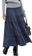 BDG Urban Outfitters Becks Smocked Tiered Cotton Midi Skirt