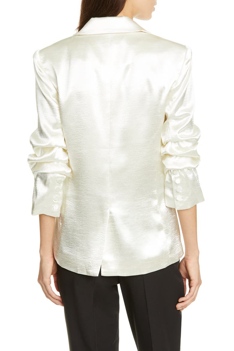 Kylie Hammered Satin Jacket, Alternate, color, GARDENIA WHITE