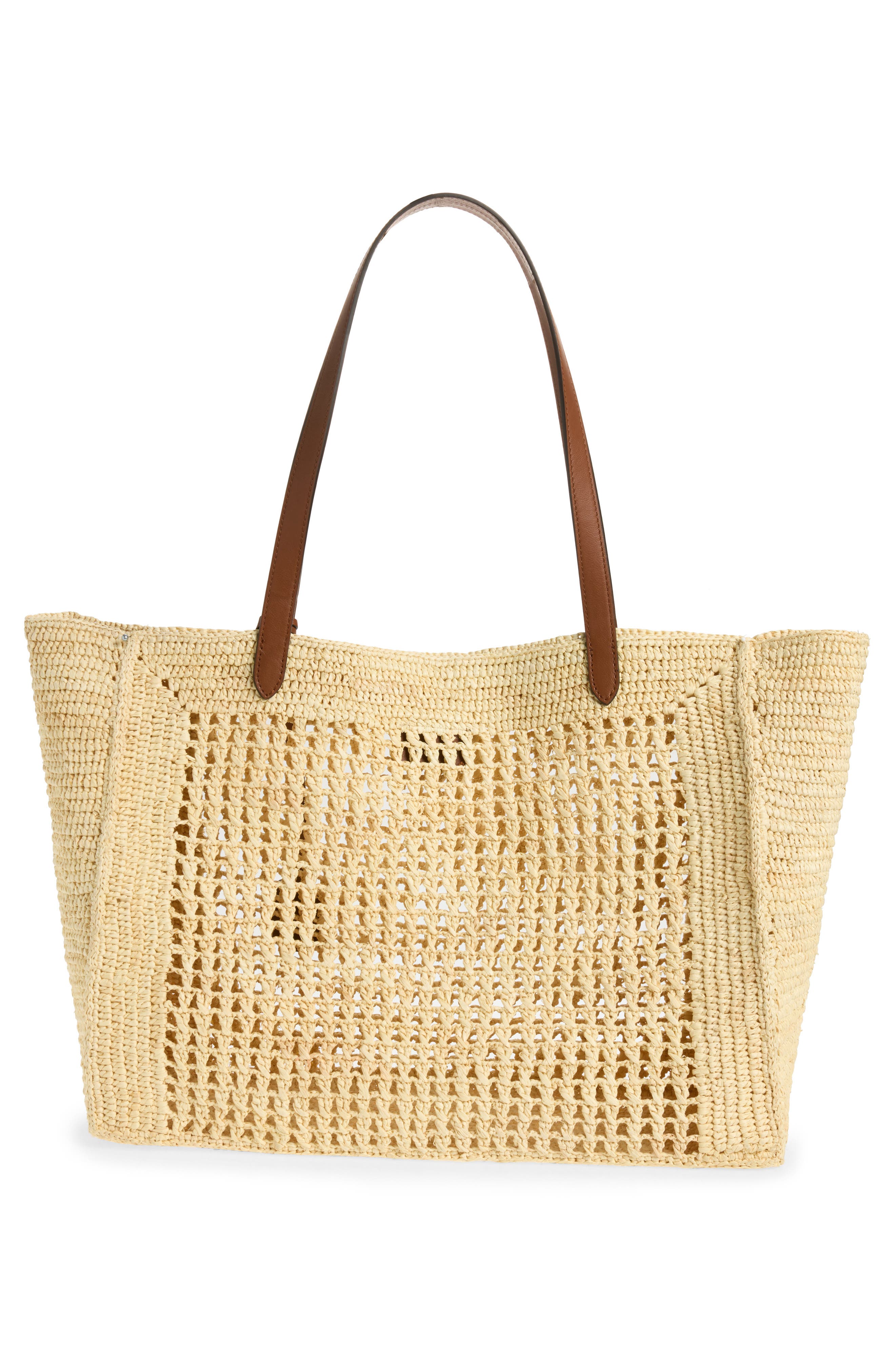 Mulberry Crochet Raffia Tote, Alternate, color, Natural