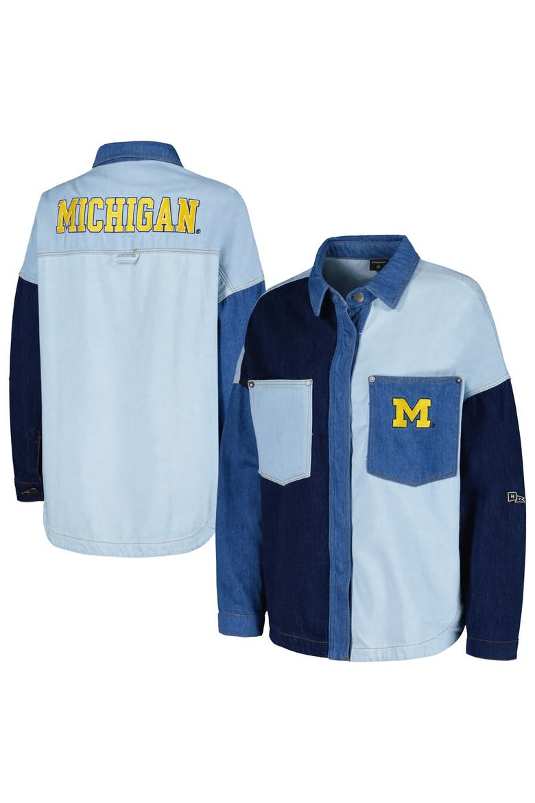 Women's Hype and Vice Denim Michigan Wolverines Multi-Hit Hometown Full-Snap Jacket, Alternate, color, Denim