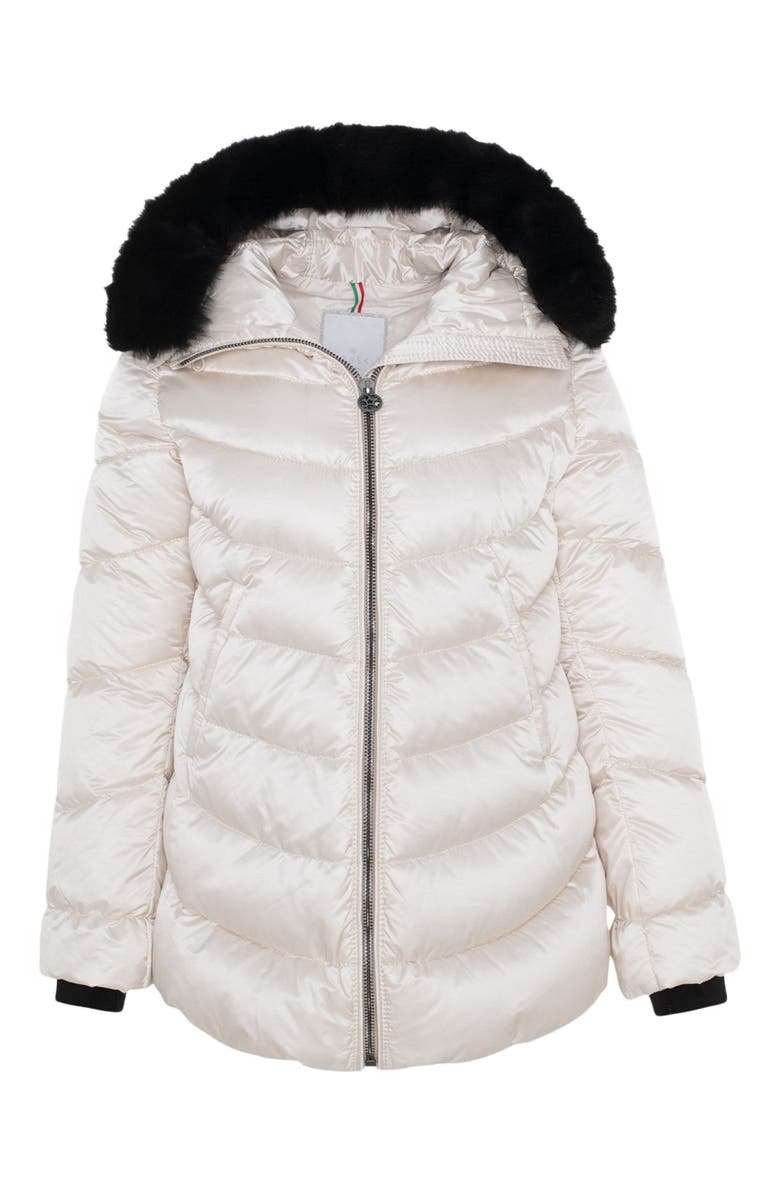 GORSKI Apres-Ski Jacket With Detachable Lamb Hood Trim, Alternate, color, Champagne/Black