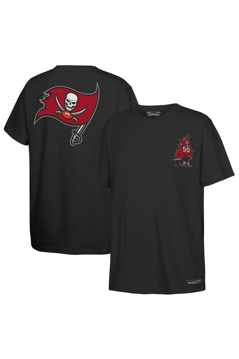 Youth Mitchell & Ness Black Tampa Bay Buccaneers 50th Anniversary Ship & Sword T-Shirt, Main, color, Black