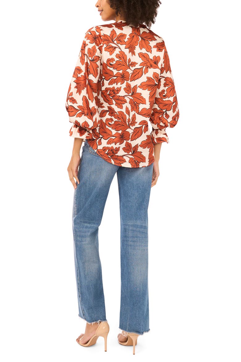 Floral Satin Top, Alternate, color, PEACH WHIP