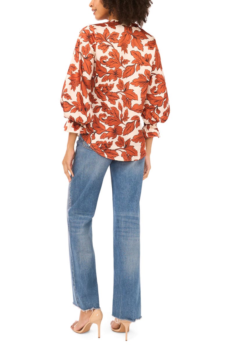 Vince Camuto Floral Satin Top, Alternate, color, Peach Whip