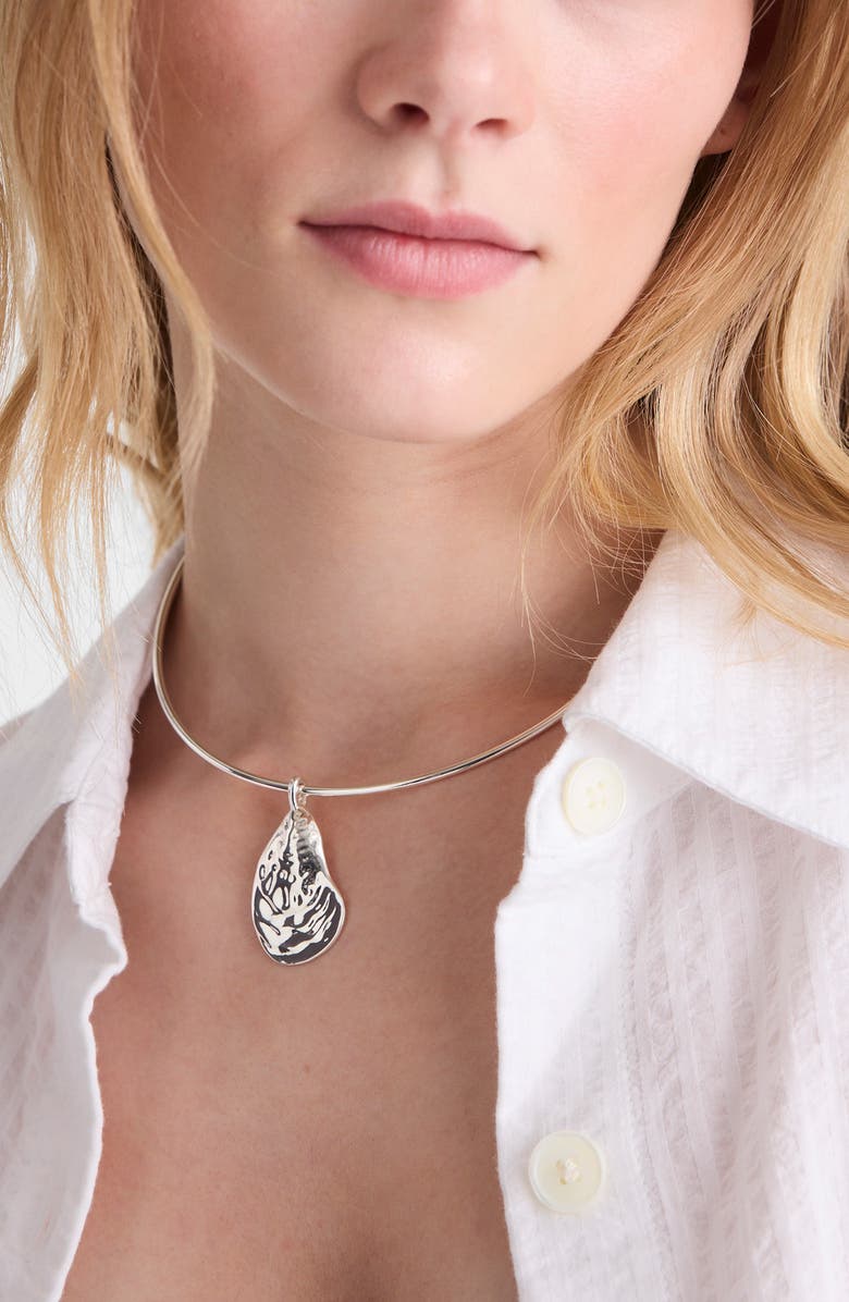Madewell Shell Wire Choker Necklace., Alternate, color, Warm Silver