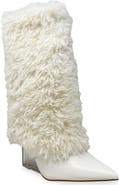 CHASE AND CHLOE Megham Faux Fur Wedge Heel Bootie