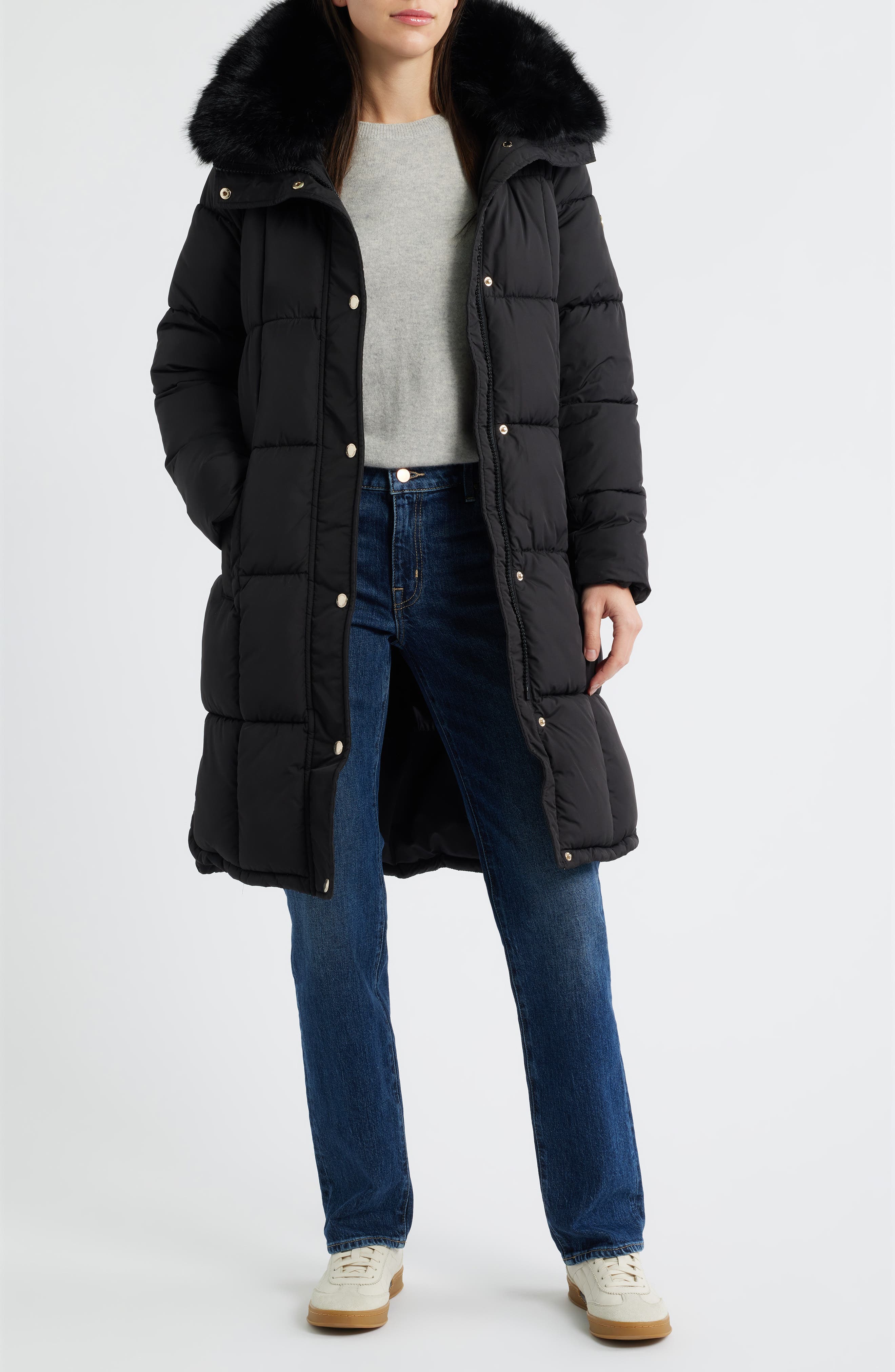 Michael Kors Faux Fur Trim Hooded Puffer Coat