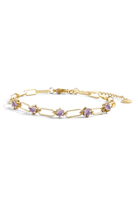 Paperclip Bracelet with Gemstone Accents