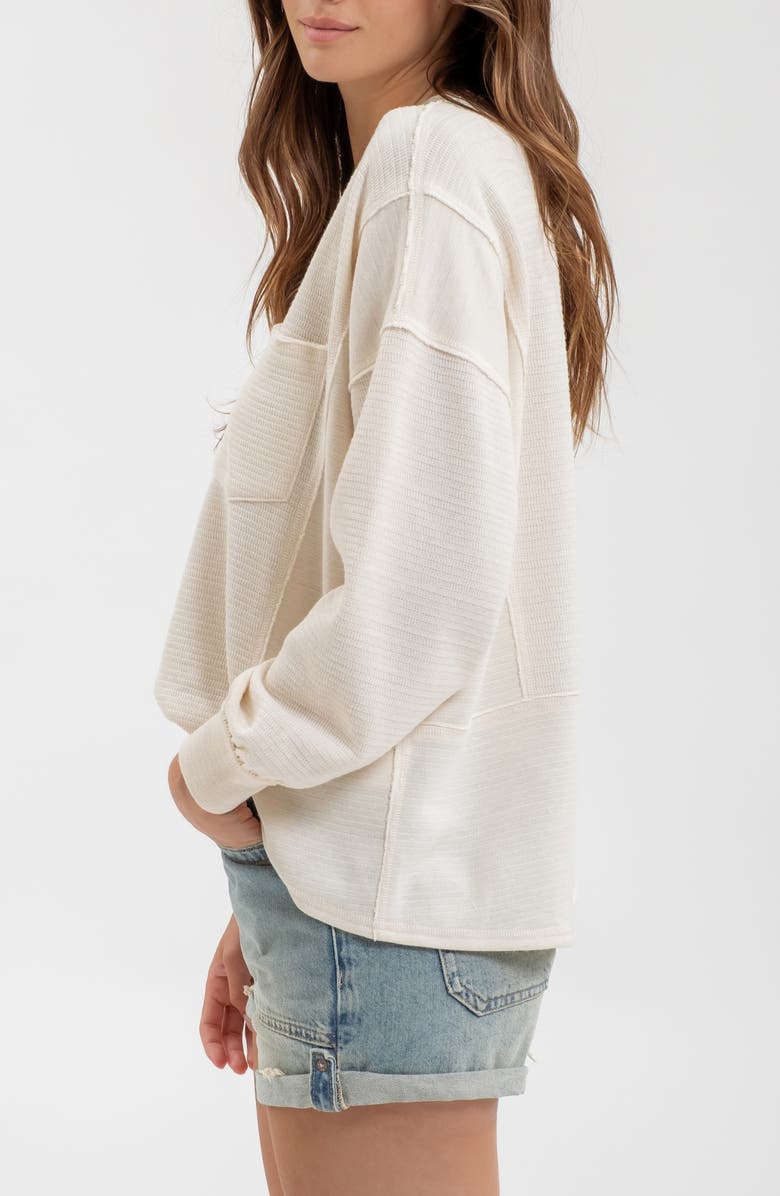 Blu Pepper Split Neck Long Sleeve Knit Top, Alternate, color, Oatmeal