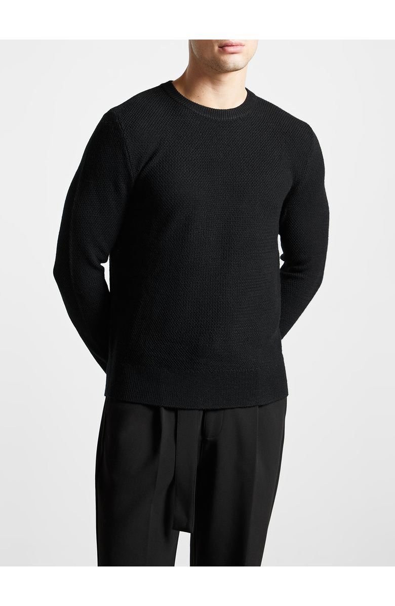 Manière De Voir Gabin Textured Wool Blend Jumper, Main, color, Black