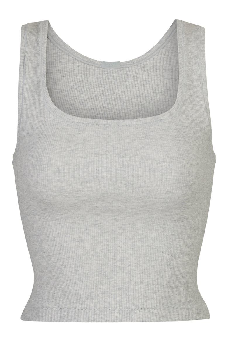 Stretch Cotton Rib Tank, Alternate, color, LIGHT HEATHER GREY