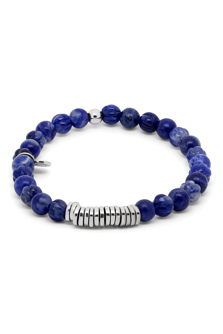 Men's Classic Discs Beaded Bracelet, Main, color, BLUE