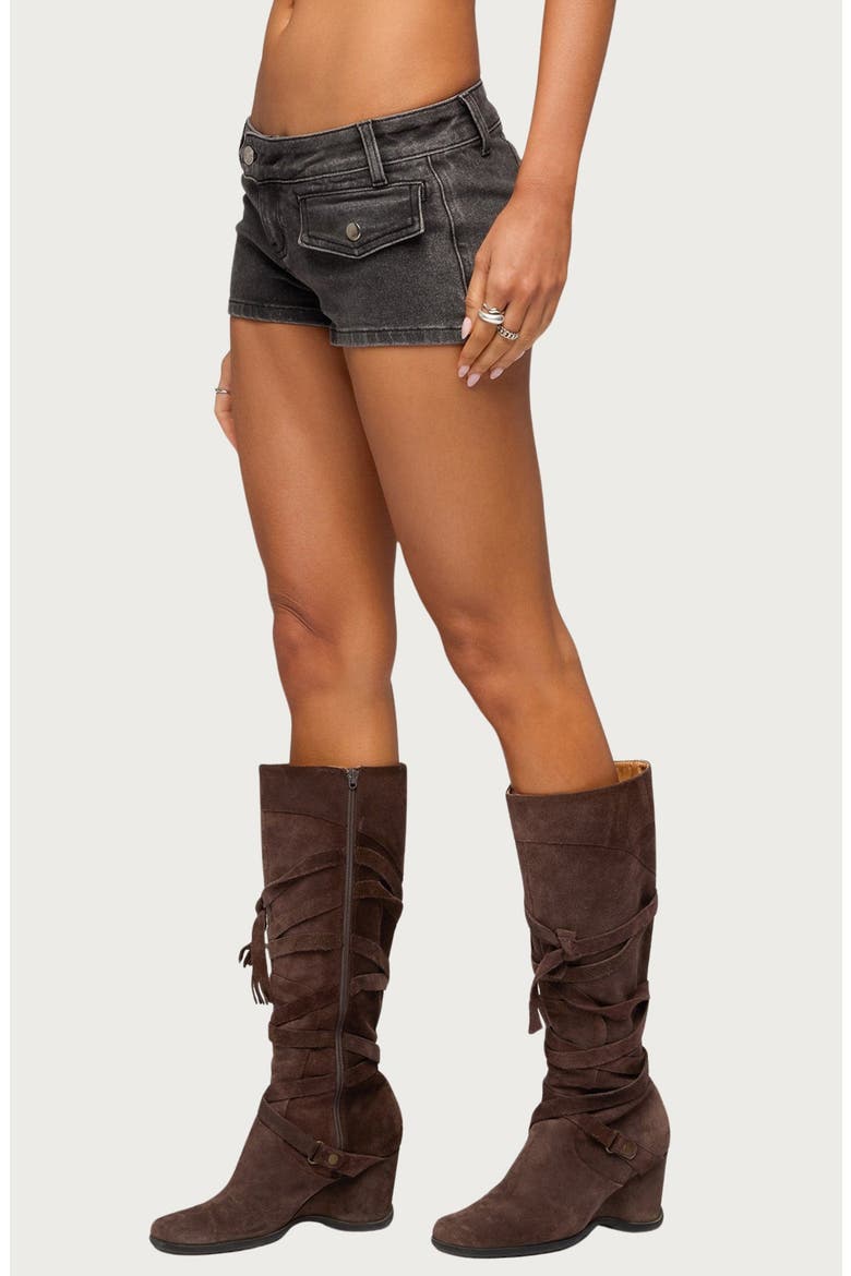 Bryan Denim Micro Shorts, Alternate, color, BLACK-WASHED