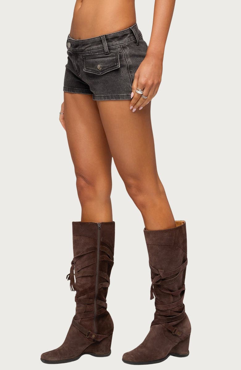 EDIKTED Bryan Denim Micro Shorts, Alternate, color, 