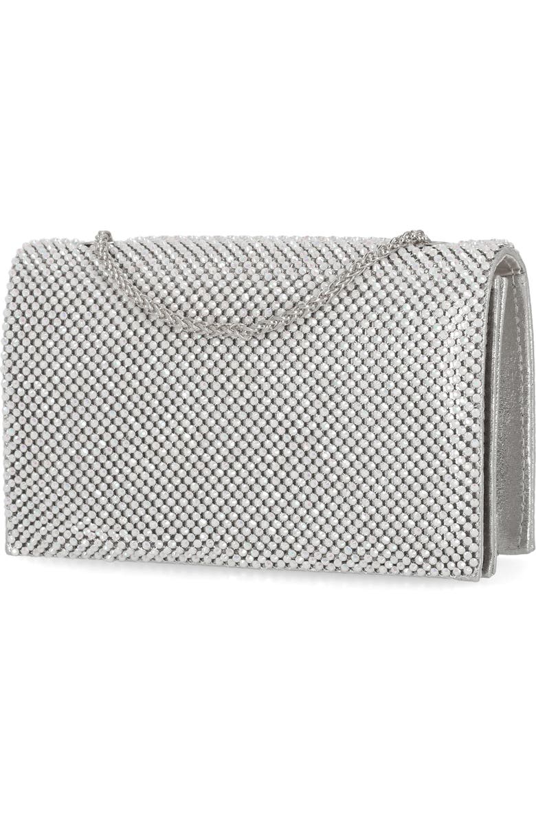Jessica McClintock Adria Rhinestone Embellished Chain Handle Clutch, Alternate, color, Silver