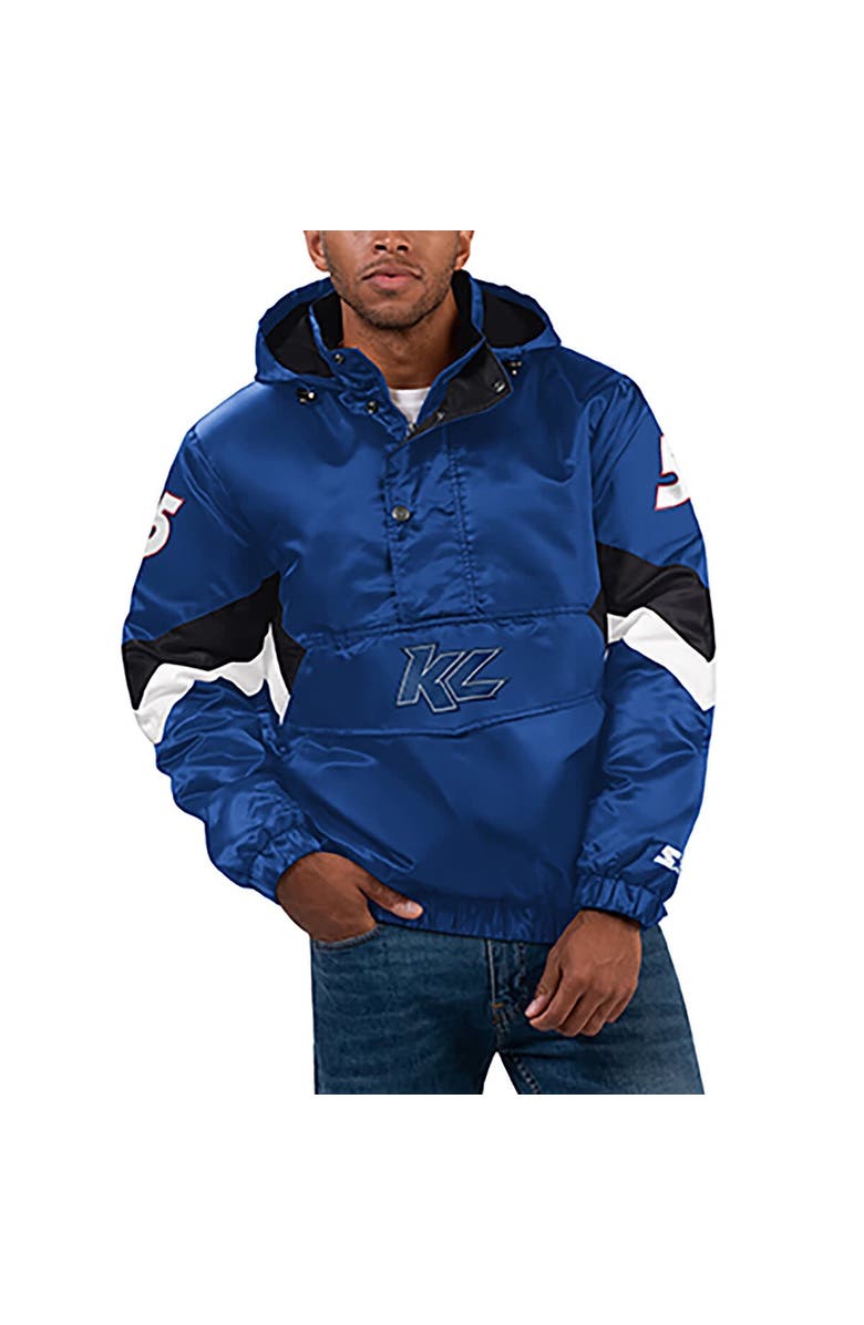 STARTER Men's Starter Royal Kyle Larson Home Team Satin Half-Zip Hoodie Jacket, Main, color, Royal