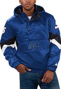 STARTER Men's Starter Royal Kyle Larson Home Team Satin Half-Zip Hoodie Jacket