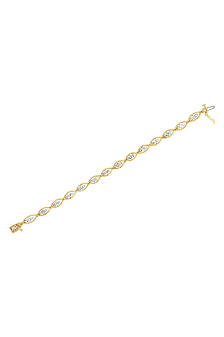 10K Yellow Gold Plated Silver 1 cttw Prong Set Diamond Link Bracelet, Alternate, color, Yellow