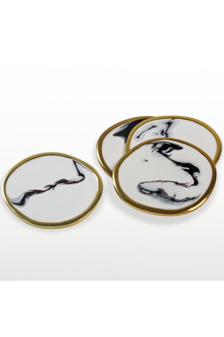 Bianco Nero Coaster - Set of 4, Alternate, color, White