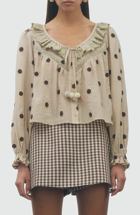 Theodore Polka Dot Ruffle Top