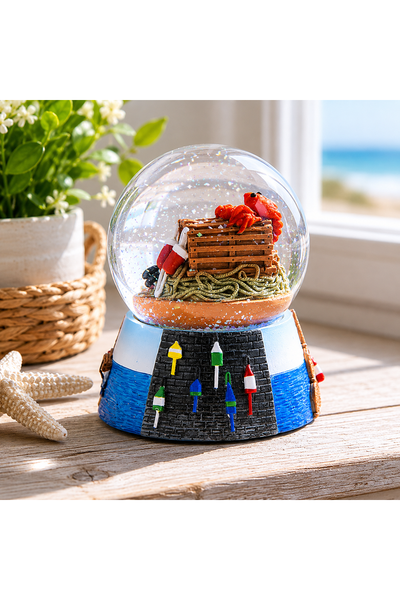 Lobster Pot Decorative Water Globe 3.5", Alternate, color, Blue